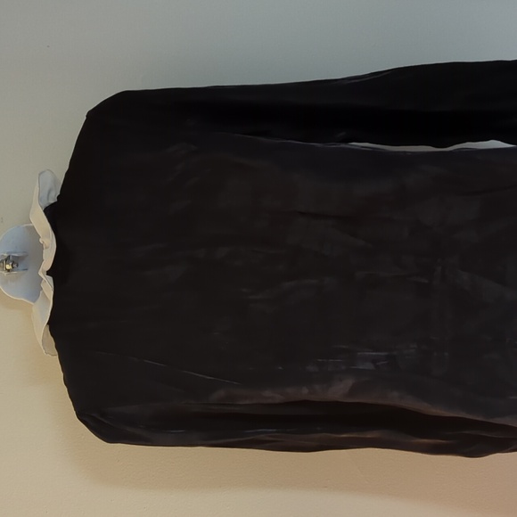 🖤🎀Black And White Ruffle Collar Bow&Lace Shein Blouse - Picture 4 of 5